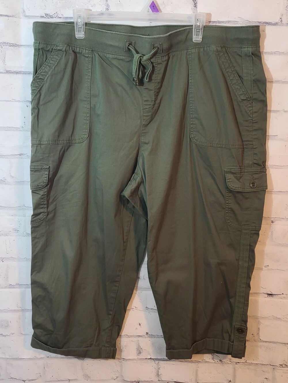 Terra & Sky Olive Cropped Cargo Pants Sz 2X